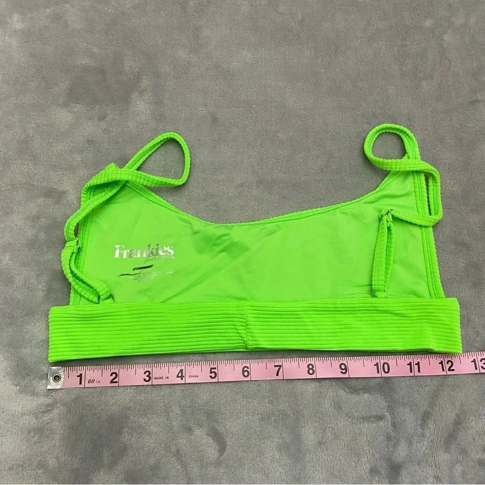 New! Frankie’s bikinis Gavin neon green ribbed bikini top 21549